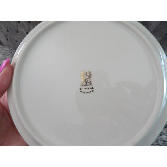 Lenox Solitaire Bowl Shallow Coupe Pasta Salad 7.5" Platinum Set of 2 FLAW READ - Picture 8 of 14